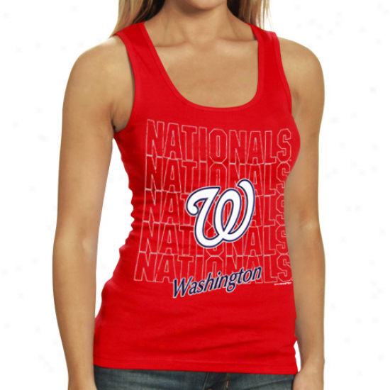 Washington Nationals Ladies Red Repeater Tank Top