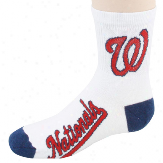 Washington Nationals Youth White Team Logo Crew Socks