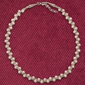 Braided Pearl & Silver Necklace