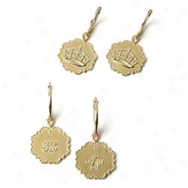 Keep Calm & Carry On Earrings Gold