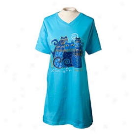 Laurel Burch Nightshirt Small Medium-aqua