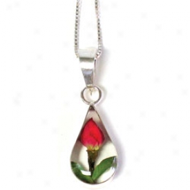 Rosebud Teardrop Pendant Necklace