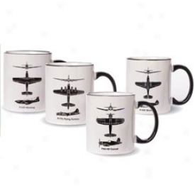Wwii Airplane Spotter Mugs Stud Of 4