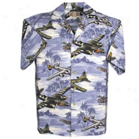 Wwii Bomber Plane Hawaiian Shirt Large-blue