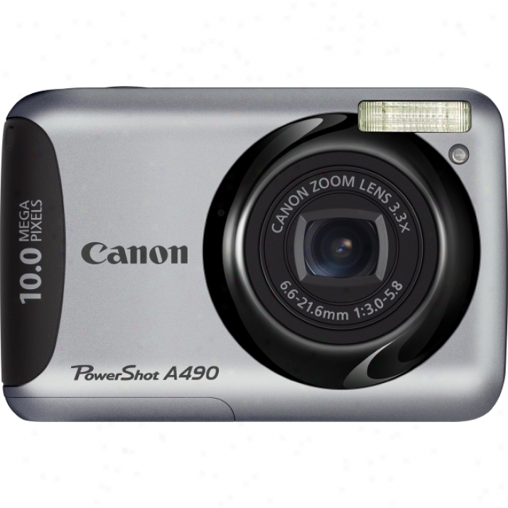 Canon Powershot A490 10 Megapixel Cmpact Camera - 6.60 Mm-21.60 Mm - Silver