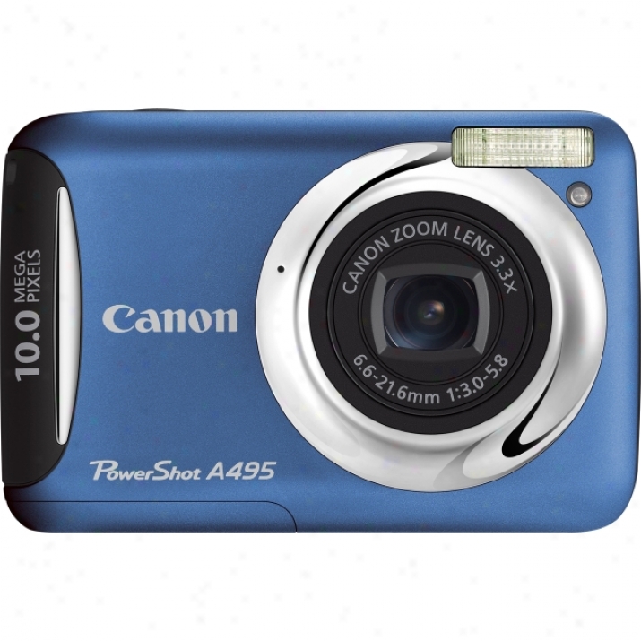 Canon Powershot A495 10 Megapixel Compact Camera - 6.60 Mm-21.60 Mm - Blue