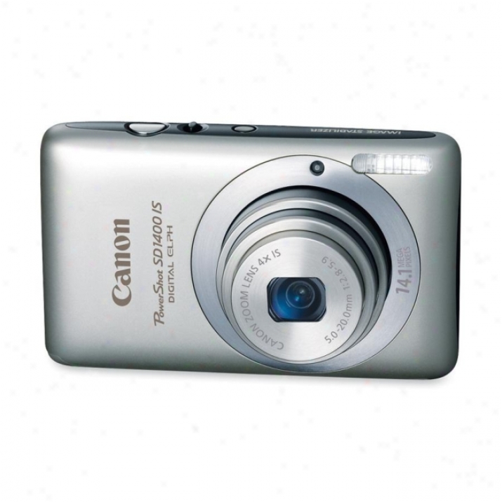 Canon Piwershot Sd1400 Is 14.1 Megapixel Compact Camera - 5 Mm-20 Mm - Silver