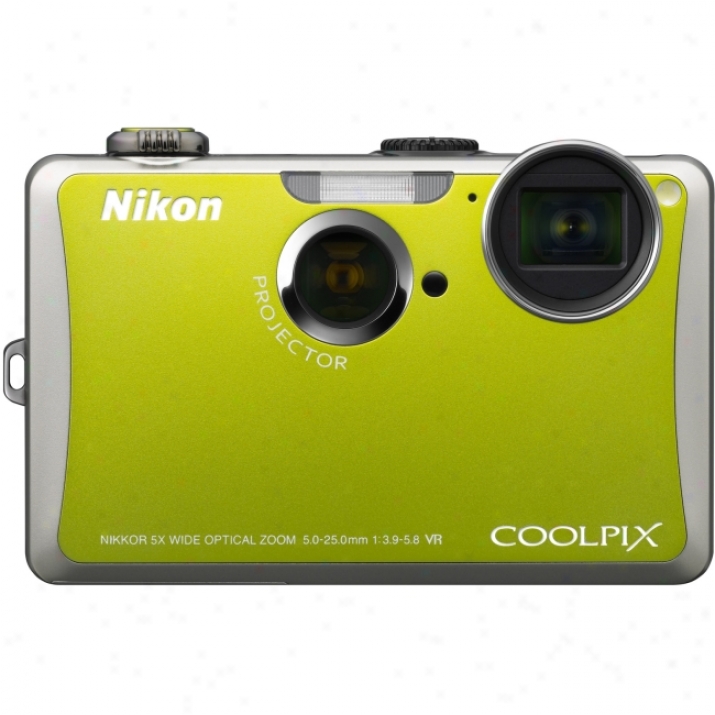 Nikon Coolpix S1100pj 14.1 Megapixel Compact Camera - 5 Mm-25 Mm - Green