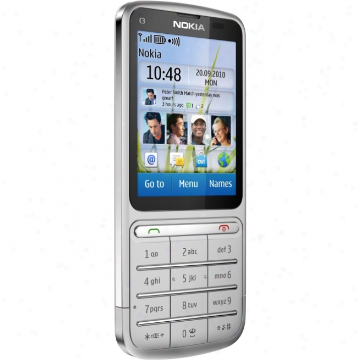 Nokia C3-01 Touch And Type Cellular Phone - Bar - Si1ver