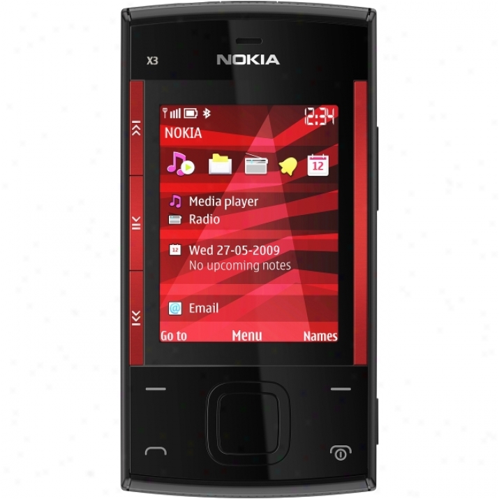 Nokia X3 Cellular Phone - Slide - Black, Red