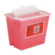 Sharps Waste Receptacle, Square, Plastic,-2gal, Red