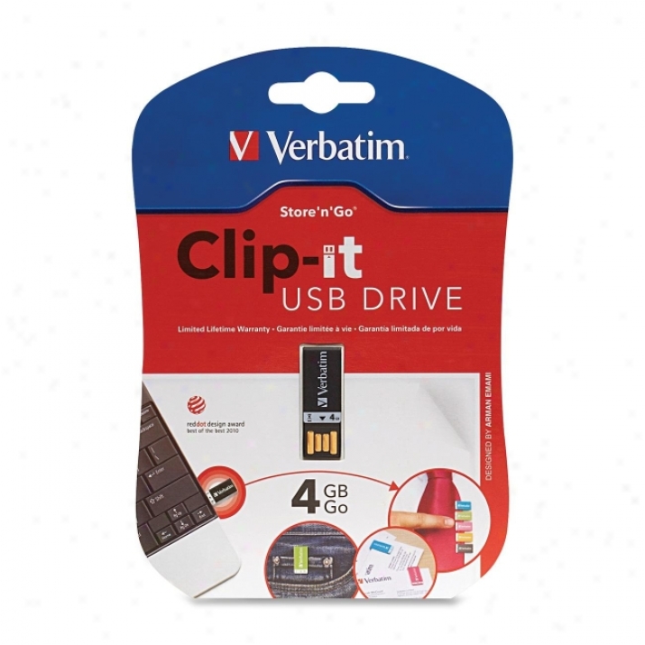 Verbatim Clip-it 97555 Flash Drive - 4 Gb