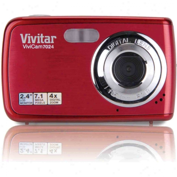 Vkvtar Vivicam V7024 7.1 Megapixel Compact Camera - Strawberry