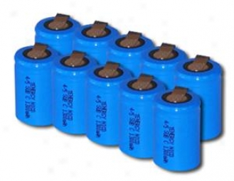 10pcs Tenergy 4/5 Subc 1300mah Nicd Flat Top Rechargeable Battery W/ Tabs