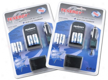 2 Cards Of Tenergy 4 Pcs Rcr123a 3.0v 900mah Rechargeable Li-ion Protected Batteries W / Smart Charger