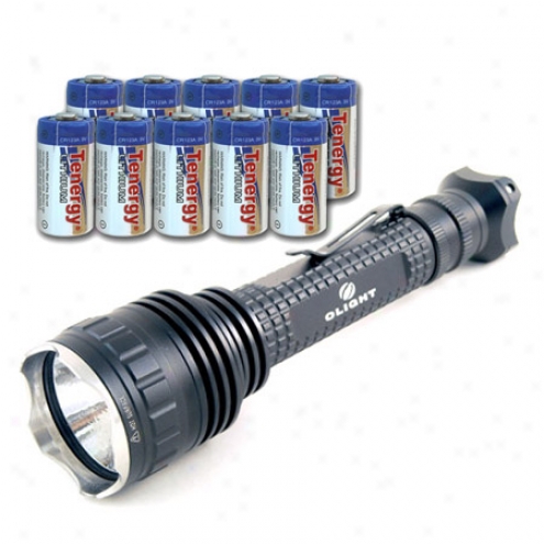 2010 Olight M03 Triton Led Flashlight With Cree Mc-e R2 With 10 Tenergy Propel Cr213a Lithium Battery (ptc Protectrd)