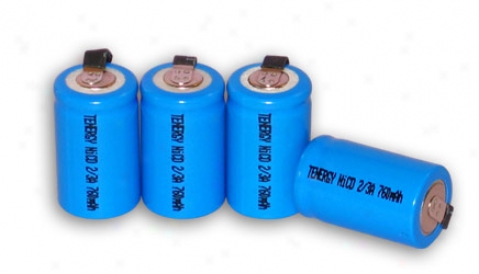 4pcs Tenergy 2/3a 750mah Nicd Rechargeable Battery W/ Tabs