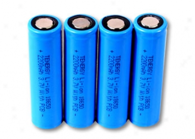 4pcs Tenerg yLi-ion 18650 Cylindrical 3.7v 2200mah Flat Top Rechargeable Batteries W/ Pcb