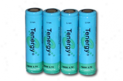 4pcs Tenergy Li-ion 18650 Cylindricwl 3.7v 2600mah Flat Top Rechargeable Batteriee W/ Pcb