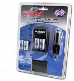 Card: Tenergy 4 Pcs Rcr123a 3.0v 900mah Rechargeable Li-ion Protected Batteries W/ Smart Charger