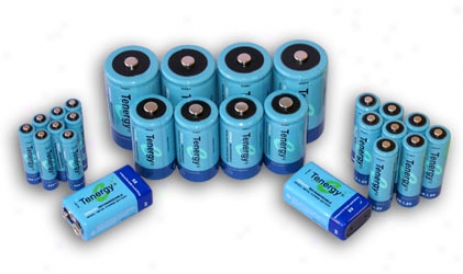 Combo: 26pcs Tenergy Nimh Rechargeable Batteries (8aa/8aaa/4c/4d/2 9v)