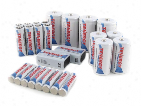 Combo: 26pcs Tenergy Premium Nimh Rechargeable Batteries 8aa/8aaa/4c/4d/ 9v