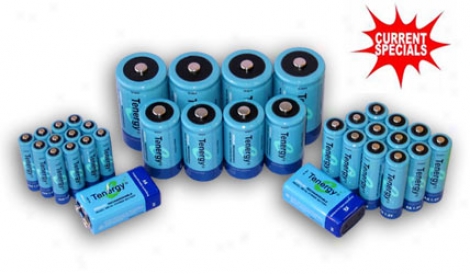 Combo: 34pcs Tenergy Nimh Rechargeable Batteries (12aa/12aaa/4c/4d/2 9v)