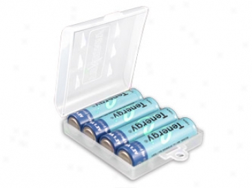 Combo: 4pcs Tenergy Aa 2600mah Nimh Rechargeable Batteries + 1 Case