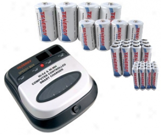 Combo: Bc1hu Universal Smart Charger + 32 Premium Nimh Rechargeable Batteries (12aa/12aaa/4c/4d)