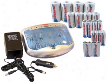 Combo: T-2299 Universal SmartC harger + 26 Premium Nimh Rechargeable Batteries (8aa/8aaa/4c/4d/2 9v)