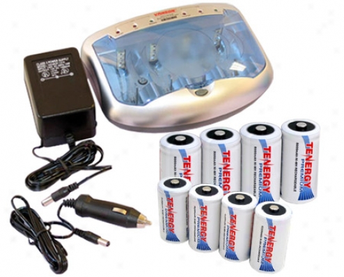 Combo: T-2299 Universal Smart Charger + 4 C & 4 D Premium Nimh Rechargeable Batteries