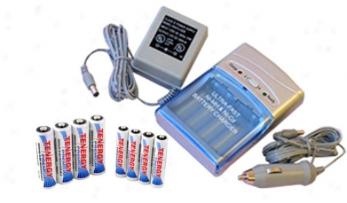 Comb:o Tenergy T-1000 Smart Aa/aaa Nimh/nicd Battery Charger + 4 Aa & 4 Aaa Premium  Nimh Rechargeable Batteries