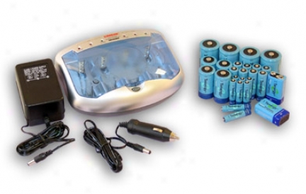 Combo: Tenery T-2299 Universal Smart Charger + 26 Nimh Rechargeable Batteries (8aa/8aaa/4c/4d/2 9v)