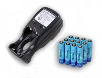 Combo: Tenergy T-2833 Aa/aaa Nimh Charger + 12 Aaa 1000mah Rechargeable Batteries