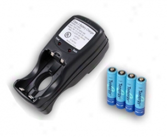 Combo: Tenergy T-2833 Aa/aaa Nimh Charger + 4 Aaa 1000mah Rrchargeable Batteries