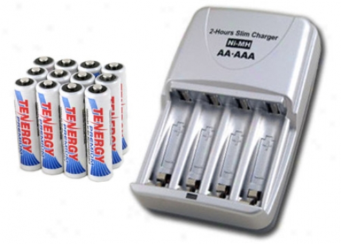 Combo: Tenergy T-3150 Smart Aa/aaa Njmh/nicd + 12 Premium Aaa 1000mah Nimh Rechargeable Batteries