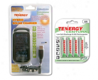 Combo: Tenergy T-5000 Solar Dish + 1 Card Aa Centura Lsd Nimh Rechargeable Batteries