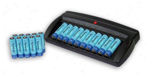 Combo: Tenergy T-6988 Smart 10-bay Nimh Battery Charger + 20 Aa 2600mah Nimh Batteries