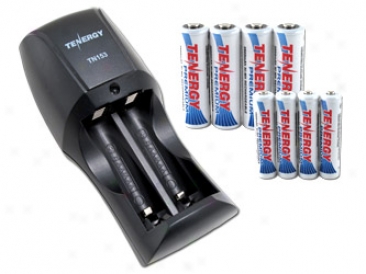 Combo: Tenergy Tn153 2-bay Standard Charger + 4 Premium Aa 2500mah & 4 Premium Aaa 1000mah Nimh Batteries