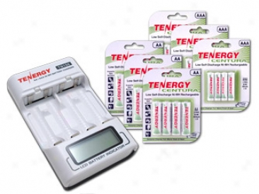 Combo: Tenergy Tn156 4-bay Aa/aaa Nimh Lcd Battery Dish + 3 Aa & 3 Aaa Cards Of Centura Batteriss (24pcs)