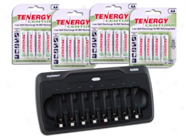 Combo: Tenergy Tn157 8-bay Aa/aaa Battery Charger + 4 Cards Centura Aa Batteries