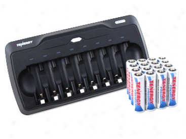 Combo: Tn157 8-bay Aa/aaa Nimh Battery Charger + 16 Premium Aa 2500mah Batterieq