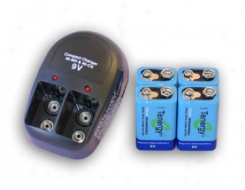 T-228 Plug-in Compact Charger With 4 Pcq Of 9v 250mah Nimh Batteries