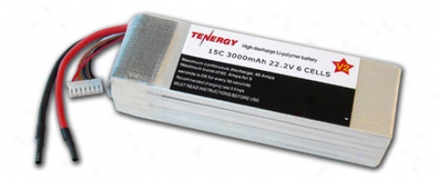 Tenergy 22.2v 3000mah 15c Lipo 6 Cell Battery Pack
