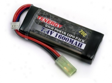 Tenergy Lipo 7.4v 1600mah 20c Airsoft Battery Pack