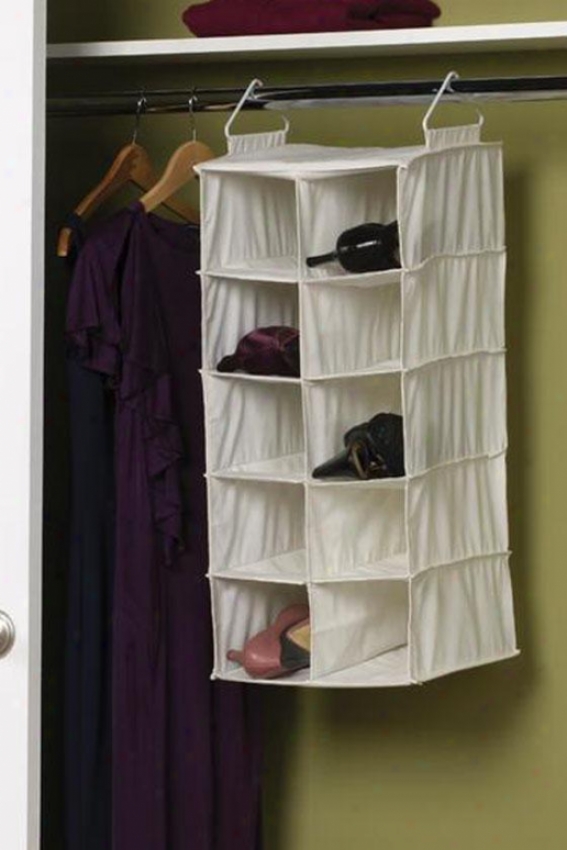 "10-pocket Double Shoe Organizer - 26.5""hx12""w, Ivory"