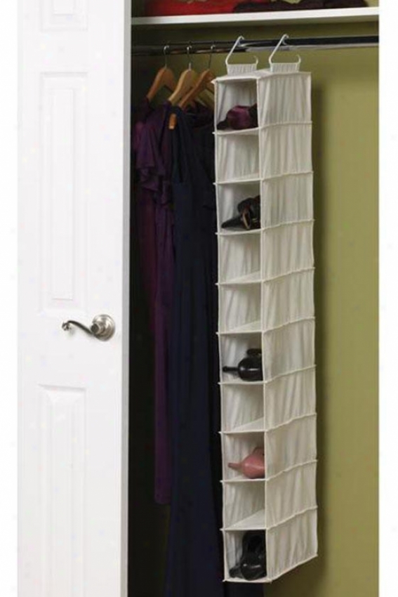 "10-pocket Hanging Shoe Organizer - 50""hx5""w, Ivory"