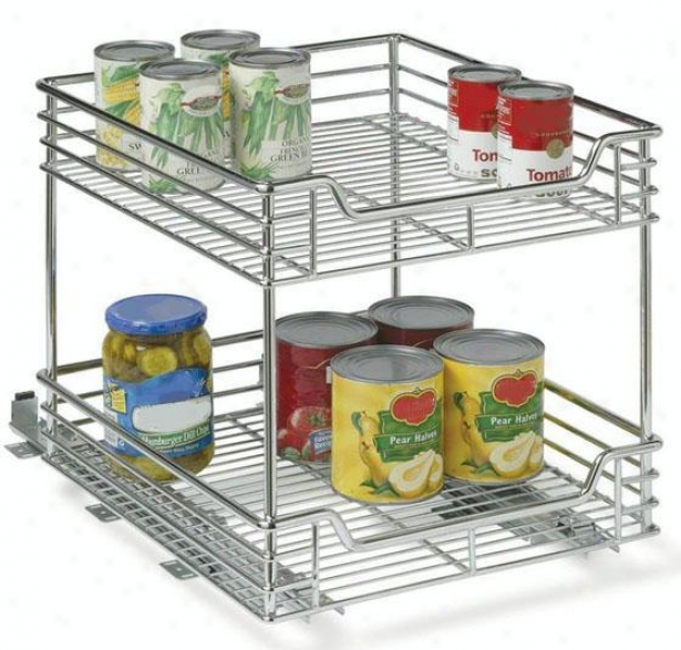 "14.5"" Sliding Organizer - 2-tier, Silver Chrome"