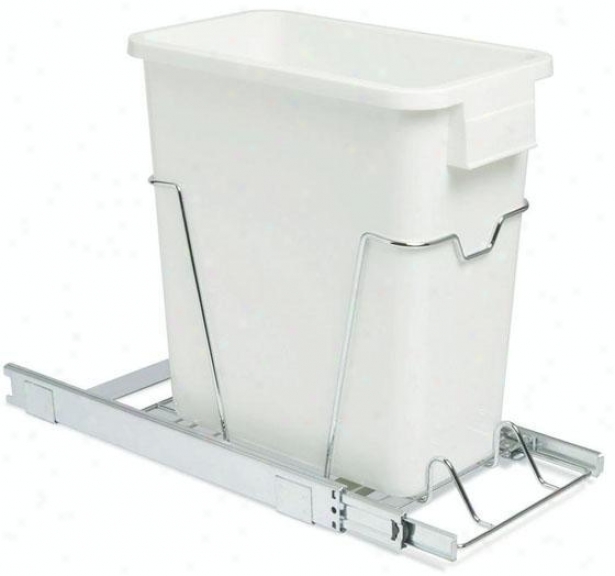 "16"" Sliding Organizer With 5 Gallon Waste Bin - 16""hx9.5""w, White"