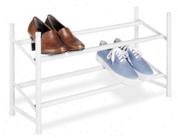 "2-tier Expand/stack Shoe Rack - 14""bx25""wx9xd, White"